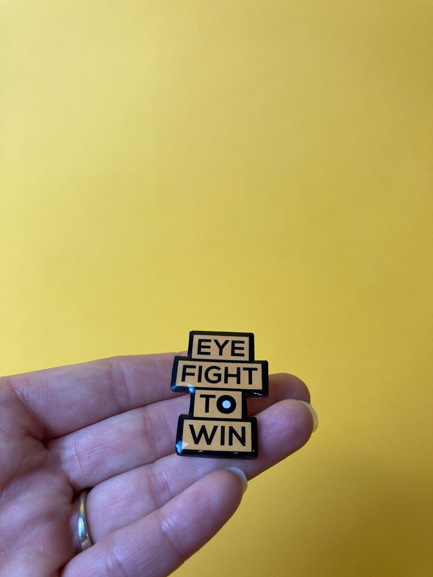 Eye fight to win pin, brooch, retinoblastoma awareness, Optometry Gift, cancer pin