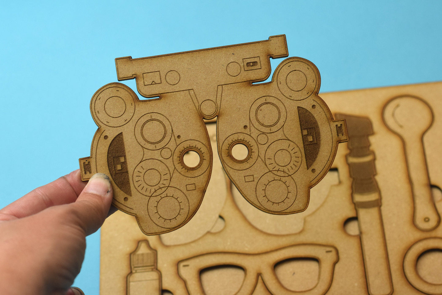 Eye Doctor tool Wood Puzzle, Optometry gift, Optometrist, Eye doctor, Eye doctor toy, Optometry toy, Eye Power,  phoropter gift, eye gift