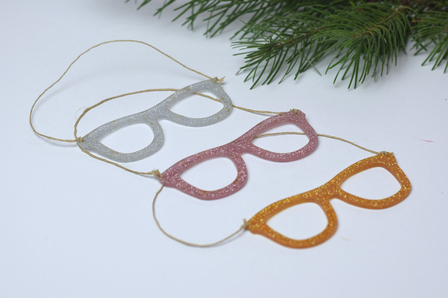 Glitter Glasses ornament SET of 3, Glasses Christmas ornament, optometry Christmas ornament, Optometry gift, Optometrist, Optician, eye