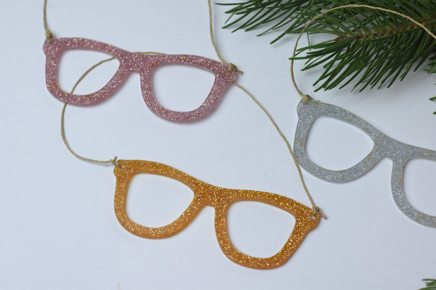 Glitter Glasses ornament SET of 3, Glasses Christmas ornament, optometry Christmas ornament, Optometry gift, Optometrist, Optician, eye