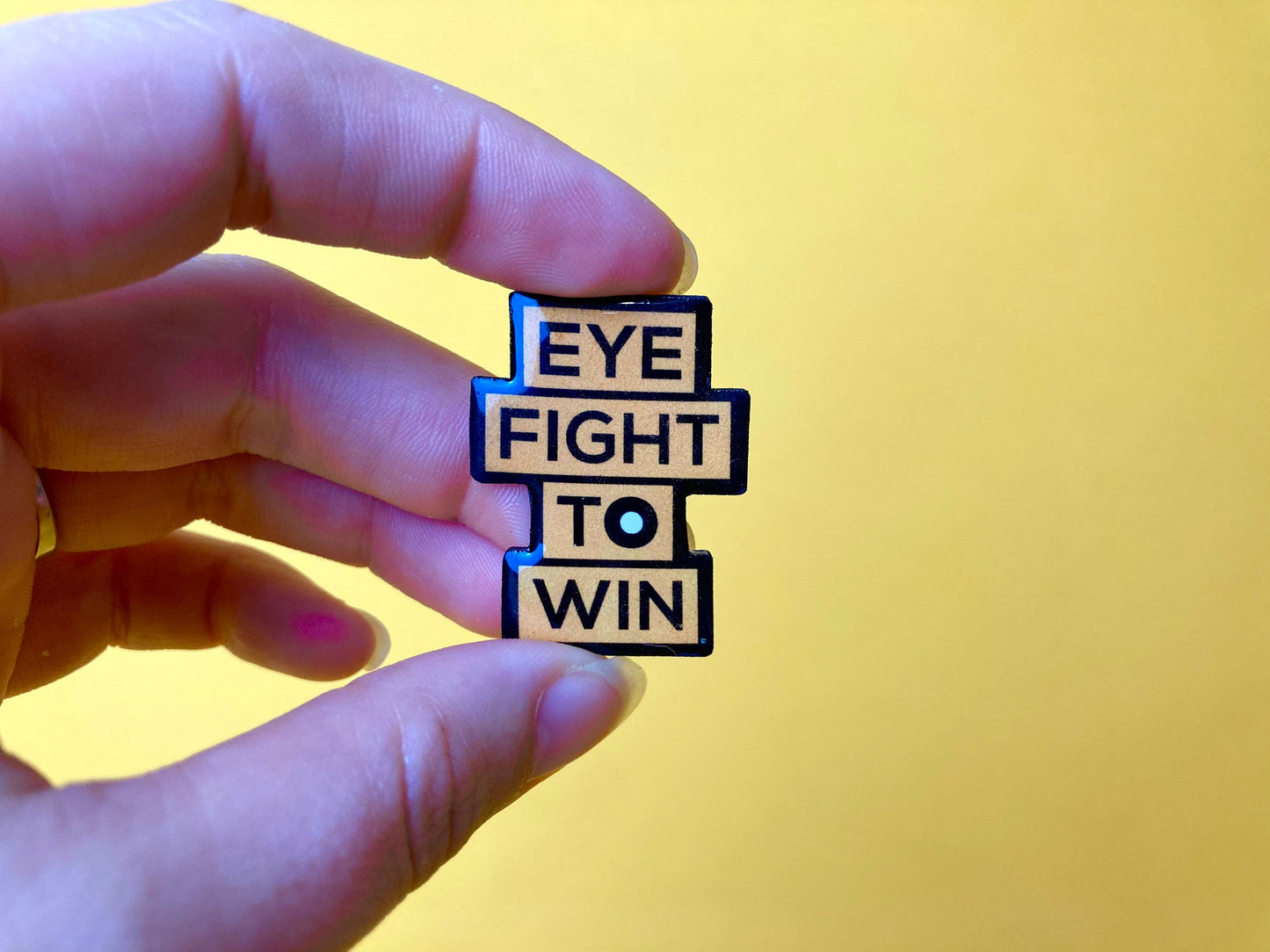 Eye fight to win pin, brooch, retinoblastoma awareness, Optometry Gift, cancer pin