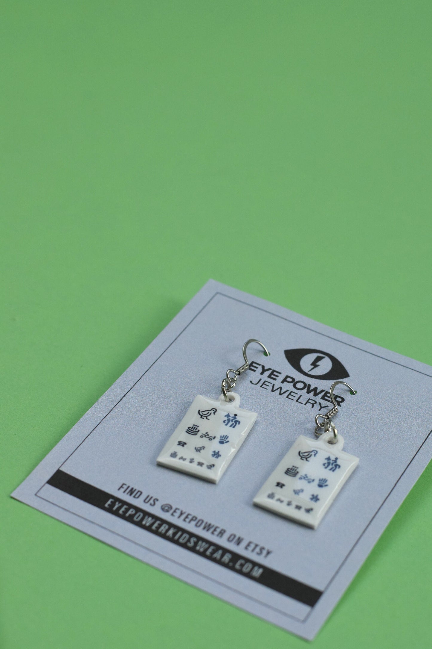 Allen Symbol Eye Chart Earrings, Optometry Earrings