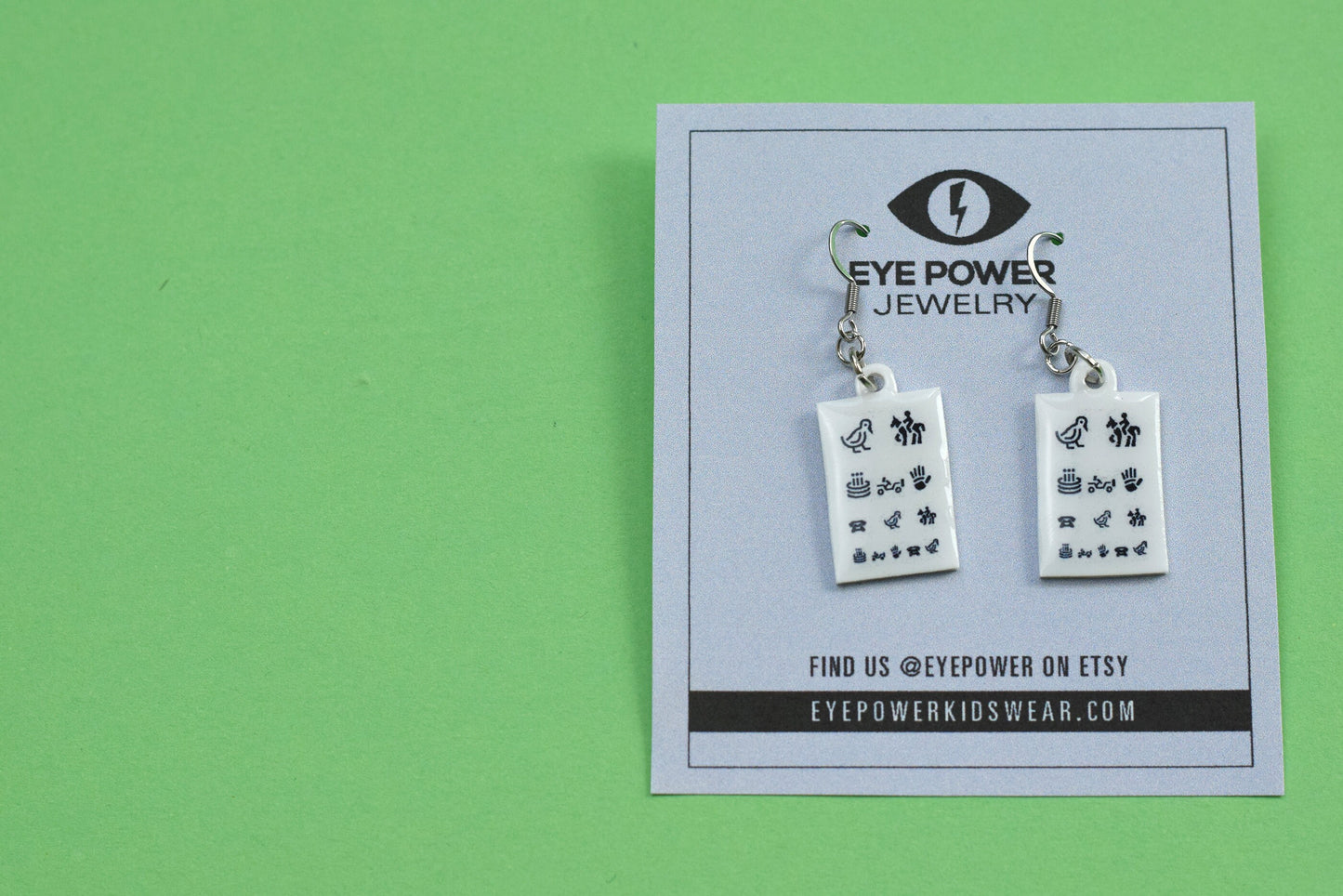 Allen Symbol Eye Chart Earrings, Optometry Earrings