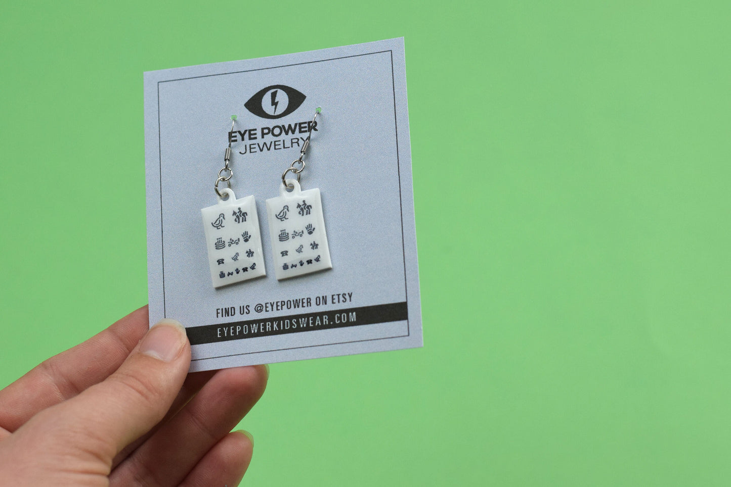 Allen Symbol Eye Chart Earrings, Optometry Earrings
