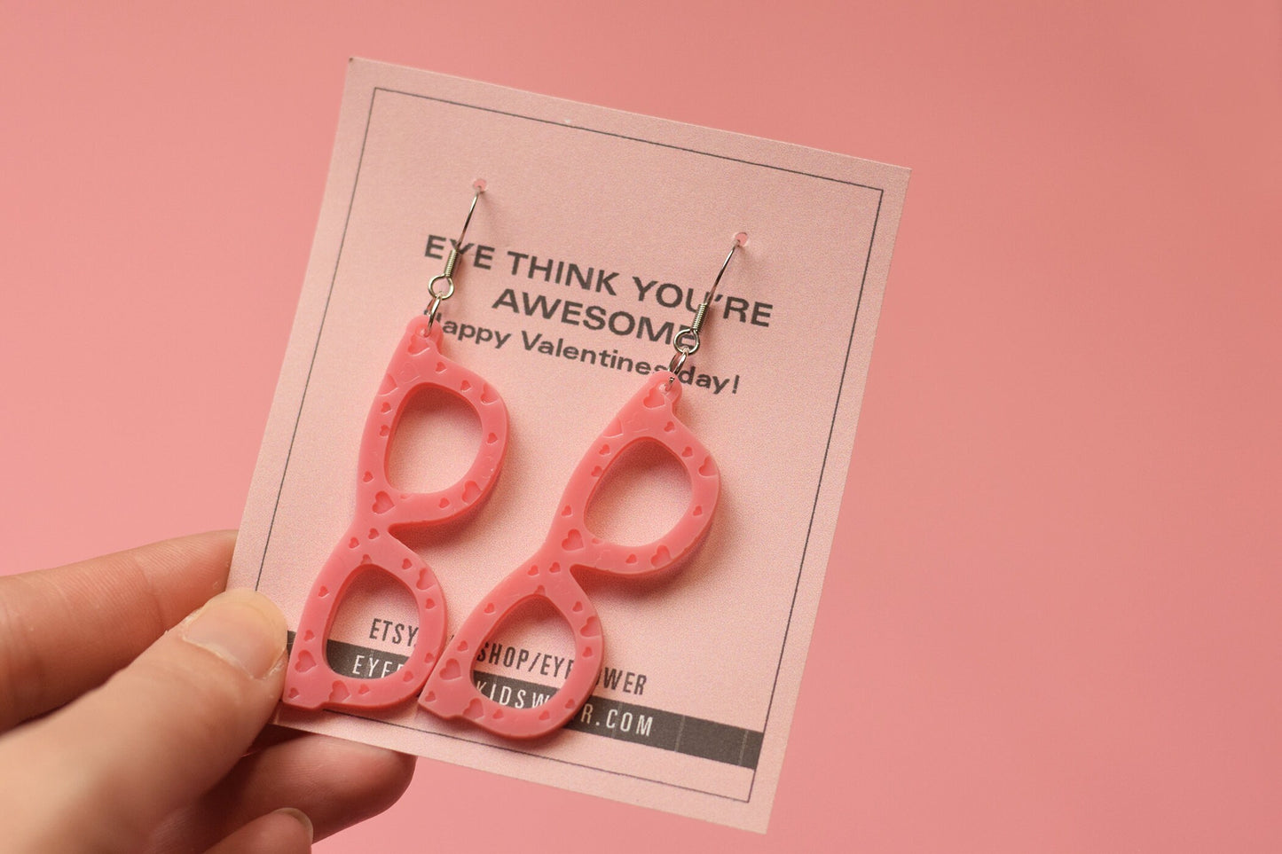 Pink Glasses Heart earrings, Optometry Gift, Optometrist, Eye Dr Gift, Glasses, Glasses earrings, eye glasses earrings, Eye valentine, Eye