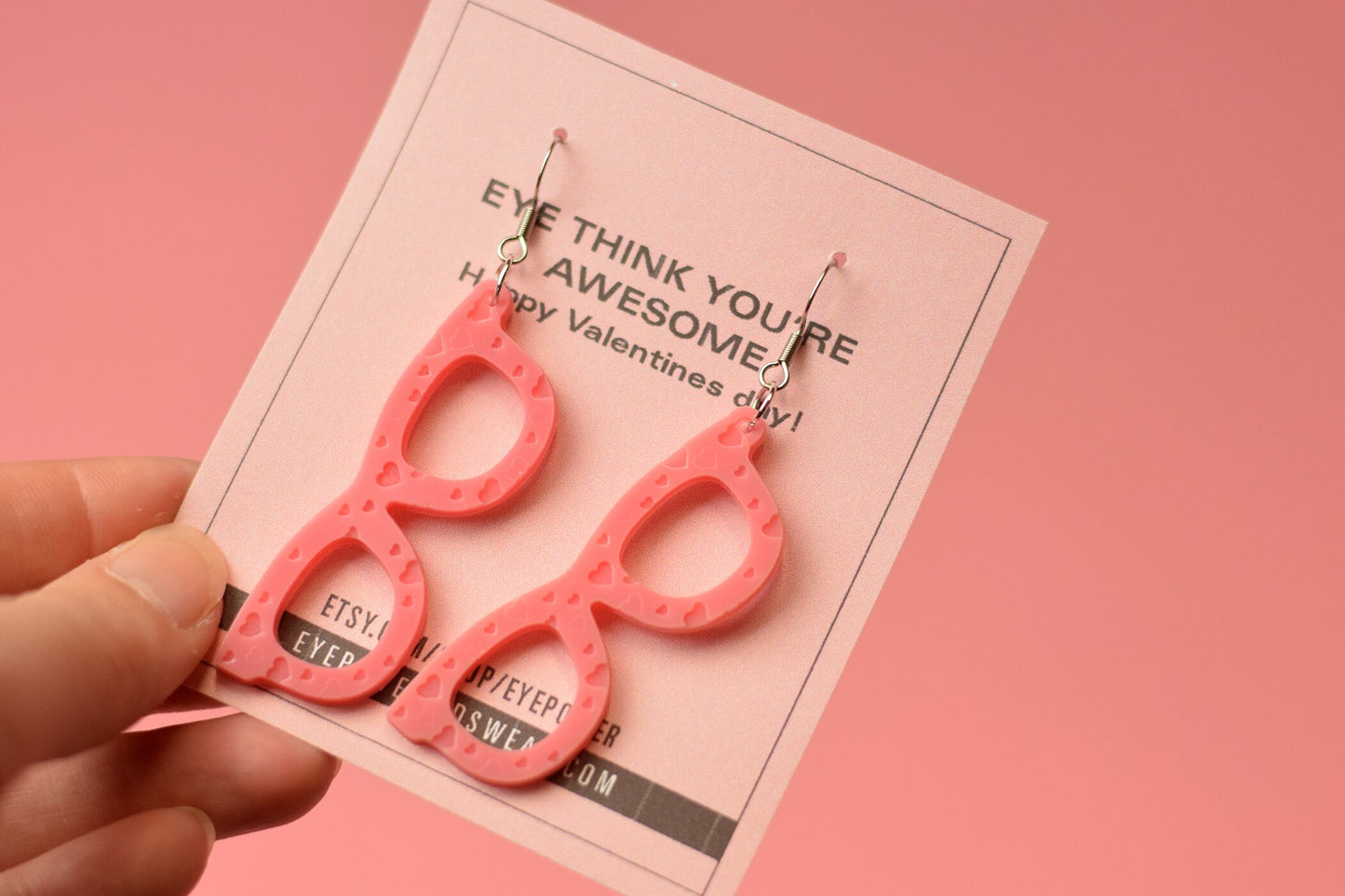 Pink Glasses Heart earrings, Optometry Gift, Optometrist, Eye Dr Gift, Glasses, Glasses earrings, eye glasses earrings, Eye valentine, Eye