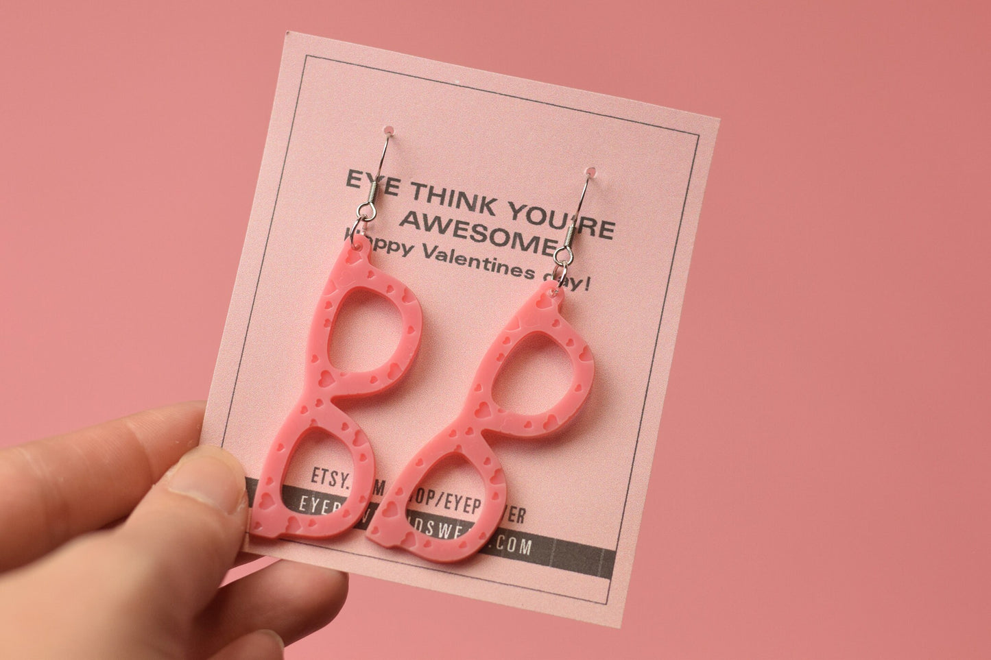 Pink Glasses Heart earrings, Optometry Gift, Optometrist, Eye Dr Gift, Glasses, Glasses earrings, eye glasses earrings, Eye valentine, Eye