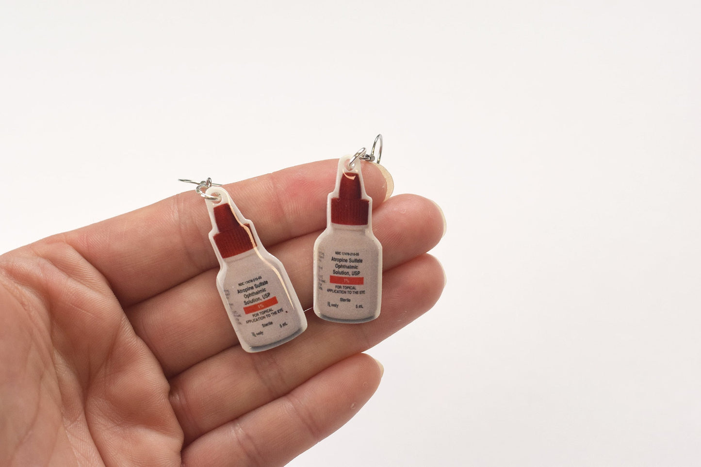 Atropine eye drop earrings, Optometry Earrings, Optometry Gift, Optometrist, Eye Doctor Gift, Eye, Doctor, hand made, eye drops, Eye Power