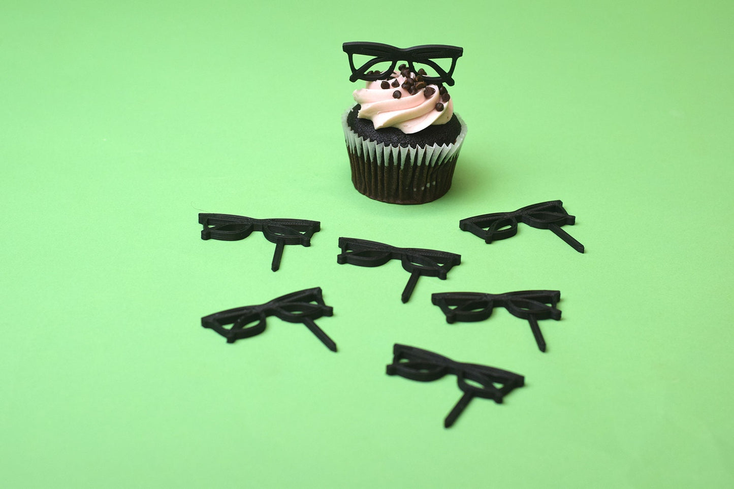 Black Glasses Cupcake toppers, Optometry gift, Glasses party