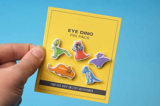 Eye doctor Dino pin set, Eye doctor Gift, Optometrist, Optometry pin, phoropter, eye patch, glasses pin, eye pin, optometry jewelry, eye