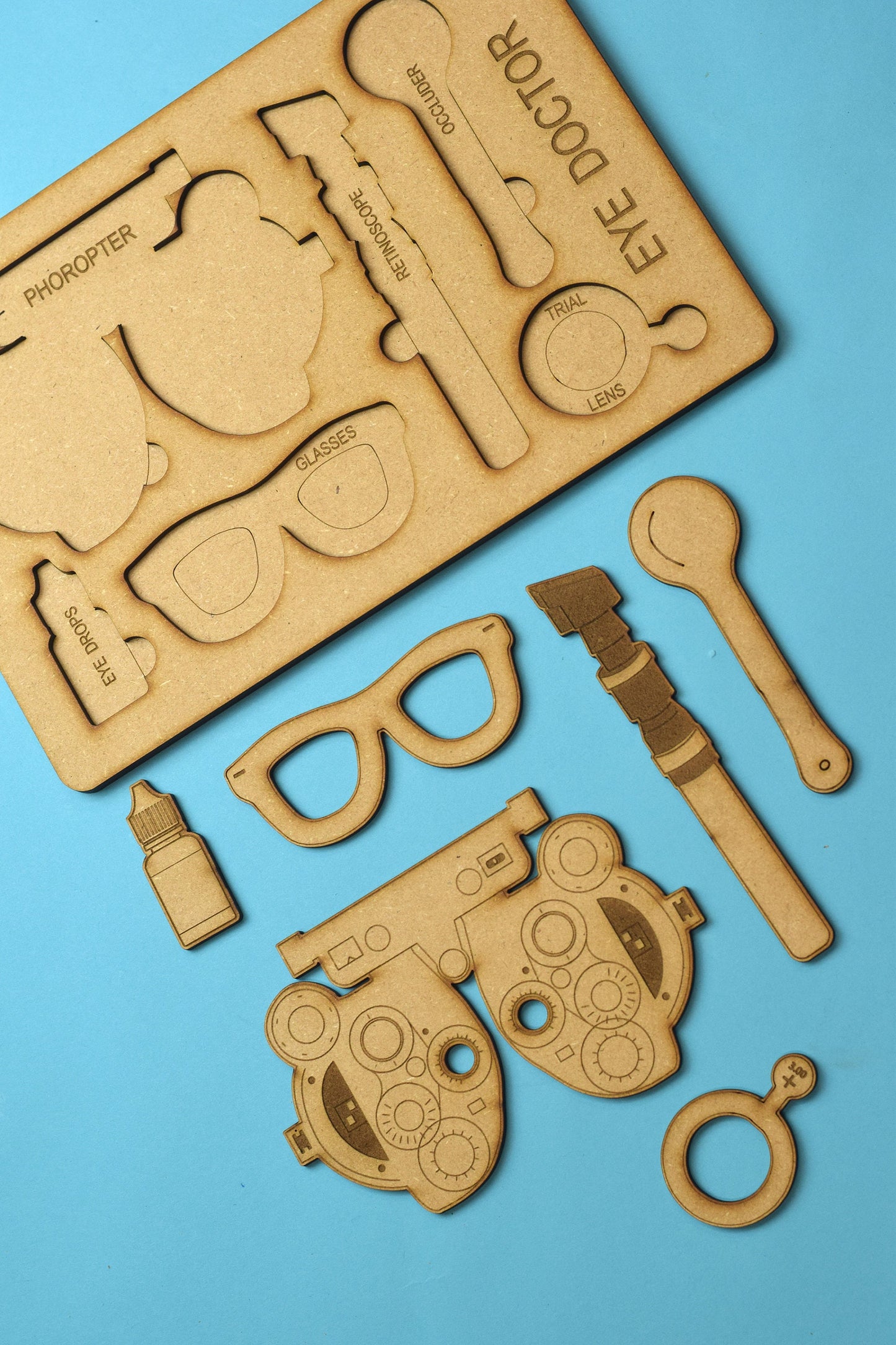 Eye Doctor tool Wood Puzzle, Optometry gift, Optometrist, Eye doctor, Eye doctor toy, Optometry toy, Eye Power,  phoropter gift, eye gift