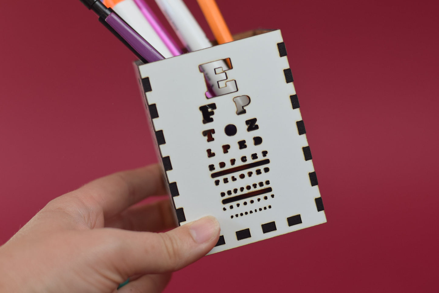 White Wood Snellen Eye Chart Pen Holder, Optometry pen holder, Optometry gift, Optometrist, Eye doctor gift, Eye chart, eye gift, Eye Power