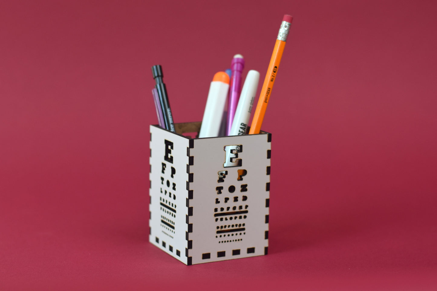 White Wood Snellen Eye Chart Pen Holder, Optometry pen holder, Optometry gift, Optometrist, Eye doctor gift, Eye chart, eye gift, Eye Power