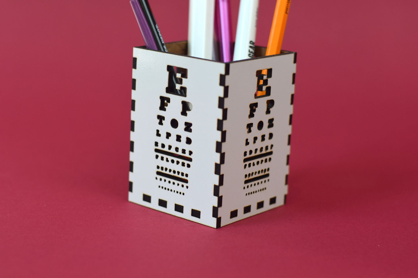 White Wood Snellen Eye Chart Pen Holder, Optometry pen holder, Optometry gift, Optometrist, Eye doctor gift, Eye chart, eye gift, Eye Power
